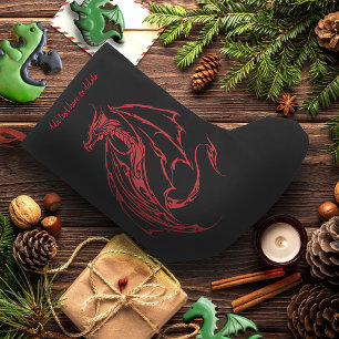 Woest Rode Tribale Draak Silhouet Fantasie Kleine Kerstsok