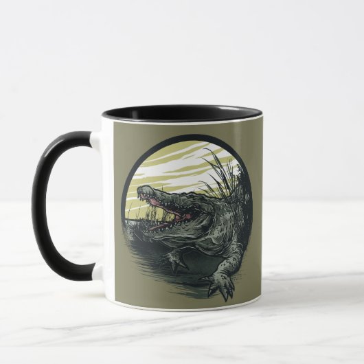 Woeste Alligator Moeras Illustratie Kunst Mok (Links)