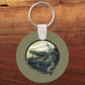 Woeste Alligator Moeras Illustratie Kunst Sleutelhanger (Voorkant)