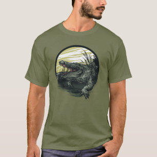 Woeste Alligator Moeras Illustratie Kunst T-shirt