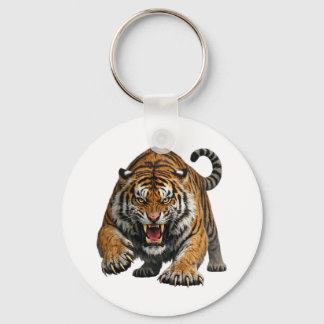 Woeste Bengaalse Tijger Midden Sprong Wilde Dieren Sleutelhanger