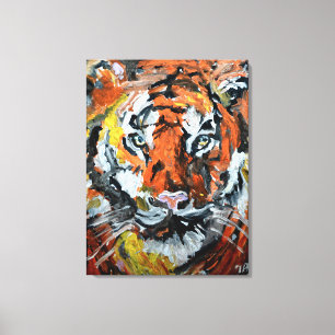 Woeste Bengaalse Tijger Portret Canvas Afdruk