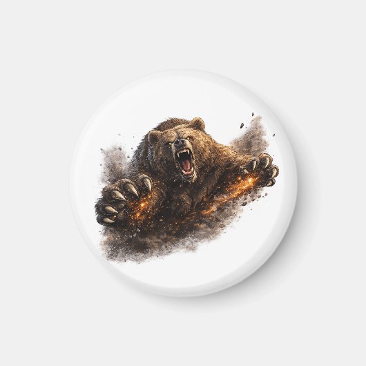 Woeste berenaanval – Power Animal Design Magneet (Voorkant)