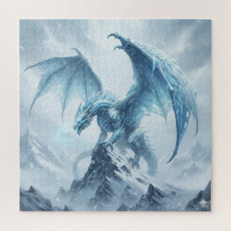 Woeste Blauwe IJsdraak Op Een Bergtop Legpuzzel