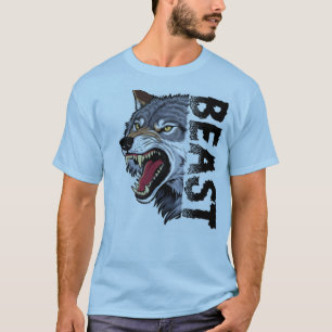 Woeste Boze Wolf Hoofd Beest Modus Grafische T-Shi T-shirt