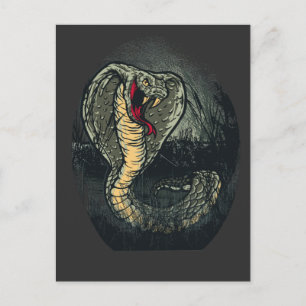 Woeste Cobra Slang Donkere Jungle Tattoo Kunst Briefkaart