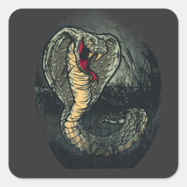 Woeste Cobra Slang Donkere Jungle Tattoo Kunst Vierkante Sticker