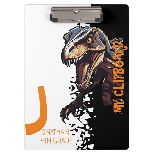 Woeste Dino Velociraptor Kinderen Klembord (Voorkant)