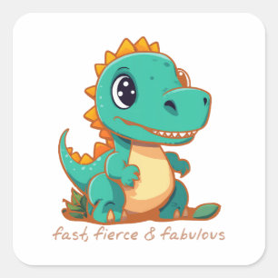 Woeste Dinosauriërs Vierkante Sticker