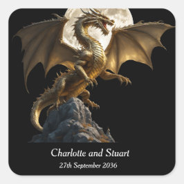 Woeste Draak die Oprijst Vierkante Sticker