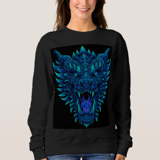 Woeste Dragon Head Ademende Blauwe Vlammen - Fant Trui