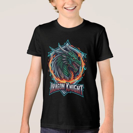Woeste Drakenridder Fantasy Gaming Pantser Kindere Tri-Blend Shirt (Voorkant)