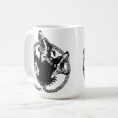Woeste Driekoppige Hond Koffiemok (Voorkant links)
