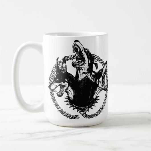 Woeste Driekoppige Hond Koffiemok (Links)