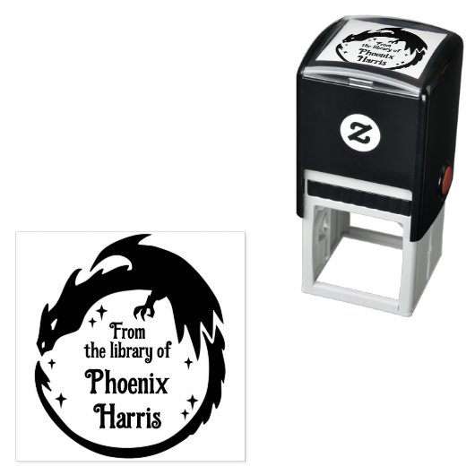 Woeste Fantasy Draak Uit de Bibliotheek van Zelfinktende Stempel (In situ)