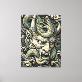 Woeste Gehoornde Duivel Slang Storm Pop Art Canvas Afdruk