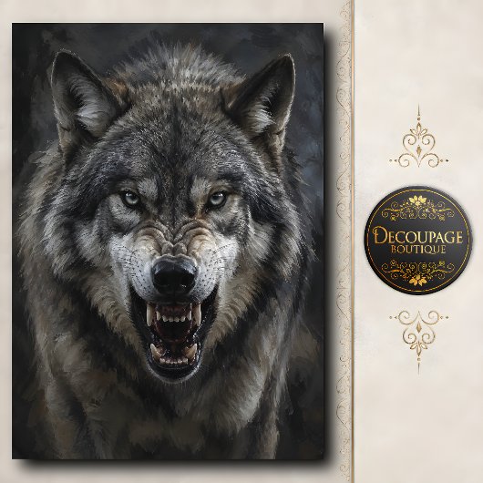 Woeste Grijze Wolf Decoupage Tissuepapier