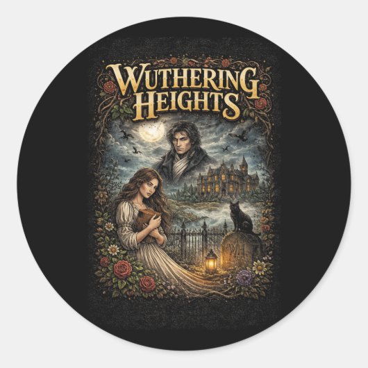 Woeste Hoogten Ronde Sticker (Voorkant)