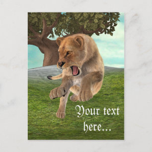 Woeste Leeuwinnen Jungle Avontuur Kunst Briefkaart