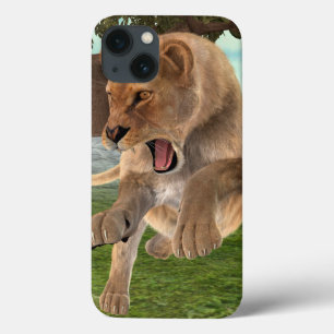 Woeste Leeuwinnen Jungle Avontuur Kunst iPhone 13 Hoesje