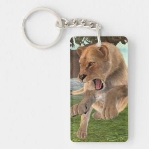 Woeste Leeuwinnen Jungle Avontuur Kunst Sleutelhanger