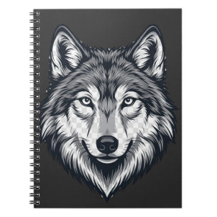 Woeste Lone Wolf Head Grafische Spiraal Notebook Notitieboek