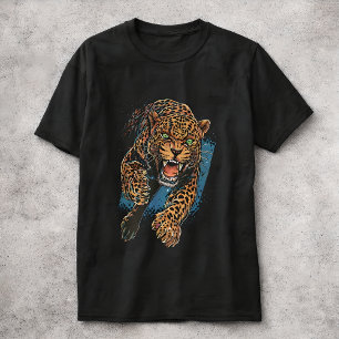 Woeste Luipaard Grote Katachtige Wilde Dieren Kuns T-shirt