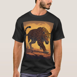 Woeste Luipaard Slentert bij Zonsondergang T-shirt