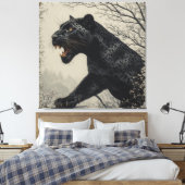 Woeste Panter Donkere Fantasie Canvas Afdruk (Insitu (Slaapkamer))