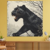 Woeste Panter Donkere Fantasie Canvas Afdruk (Insitu (Woonkamer))