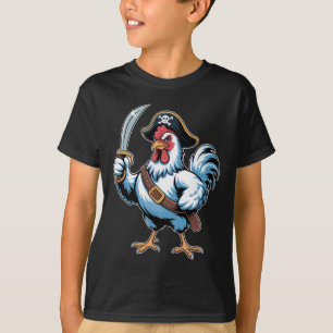 Woeste Piraat Kip Met Zwaard En Kapiteinshoed T-shirt