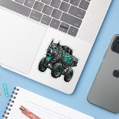 Woeste Pitbull Monster Truck Sticker (Laptop met iPhone)