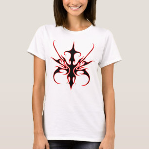 Woeste Rood-Zwarte Stamlijn Kunst Illustratie T-shirt