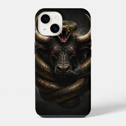 Woeste Stier en Slang Schild - iPhone 14 Hoesje (Achterkant)