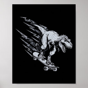 Woeste T-rex Skateboarden Bliksemsnelheid  Poster