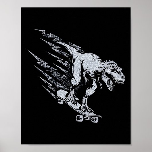 Woeste T-rex Skateboarden Bliksemsnelheid  Poster (Voorkant)
