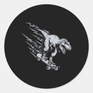 Woeste T-rex Skateboarden Bliksemsnelheid  Ronde Sticker