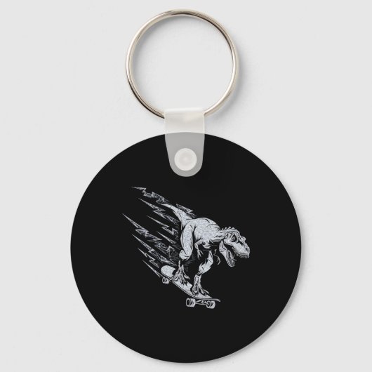 Woeste T-rex Skateboarden Bliksemsnelheid Sleutelhanger (Voorkant)