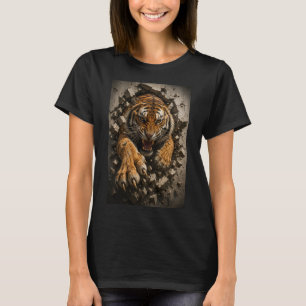 Woeste Tijger Die Door Muur Breekt T-shirt