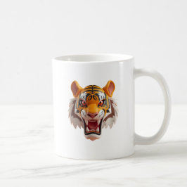 Woeste tijger in cartoonstijl met uitdrukking. koffiemok