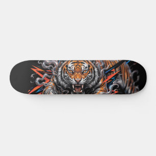 Woeste Tijger met Rook en Bliksem Grafisch Persoonlijk Skateboard