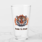 Woeste Tijger met Vlammen - Aanpasbare Tekst Glas (Voorkant)
