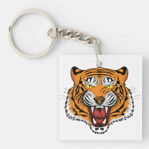 Woeste Tijgerkop Illustratie-24327 Sleutelhanger