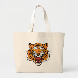 Woeste Tijgerkop Illustratie-24327 Trui Grote Tote Bag