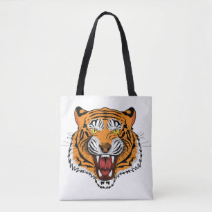 Woeste Tijgerkop Illustratie-24327 Trui Tote Bag