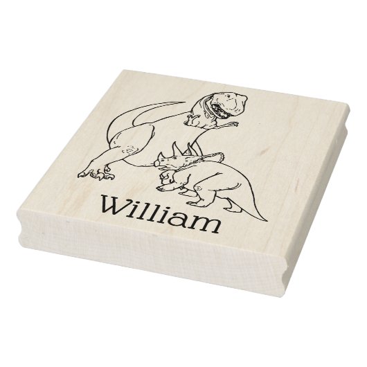 Woeste Tyrannosaurus Triceratops Dinosauriër Naam Rubberstempel (Stempel)
