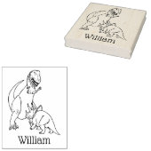 Woeste Tyrannosaurus Triceratops Dinosauriër Naam Rubberstempel (Gestempeld)