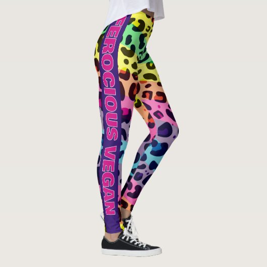 Woeste Vegan levendige regenboog luipaard print Leggings (Rechts)