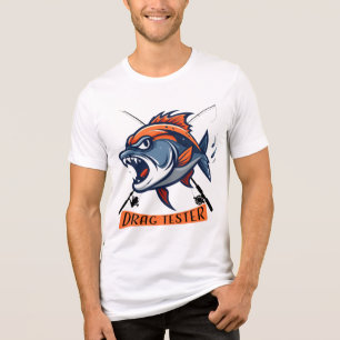 Woeste Vis Illustratie "Drag Tester" Tri-Blend Shirt
