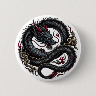 Woeste Vuurdraak Ronde Knop 🐉🔥 FantasyButton Button 5,7 Cm